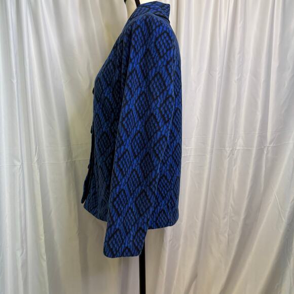 Bob Mackie Wearable Art Blue Black Geometric Button Front Jacket XS NWT - Picture 2 of 10